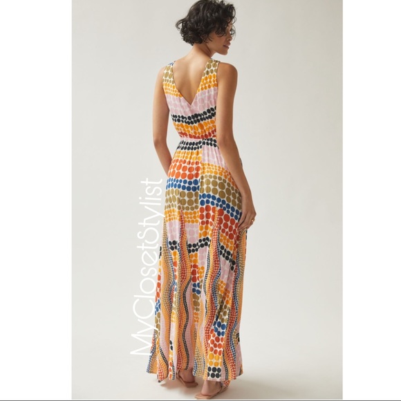 Anthropology The Odells Maxi Dress NWT $288 S/XS RARE Printed Pucci Dots UNICORN - Picture 9 of 9